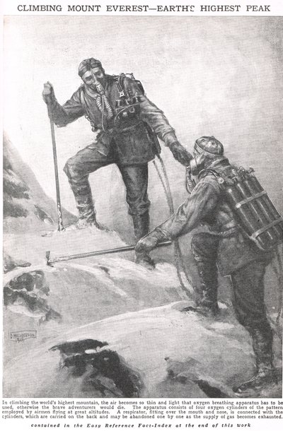 Climbing Mount Everest, illustration from Newnes Pictorial Book of Knowledge, c.1920 by Duncan McPherson